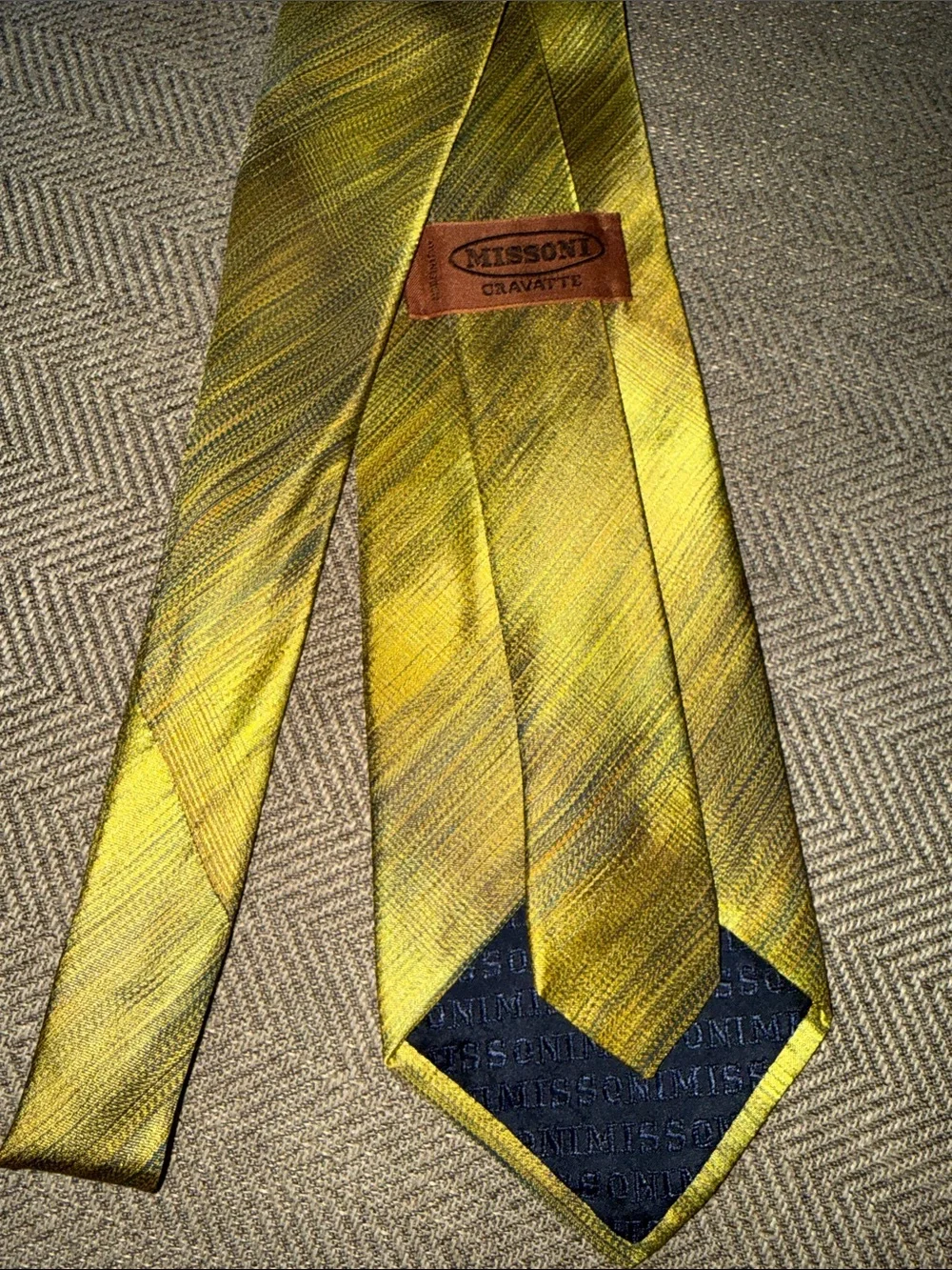 Missoni Cravatte Green/ Yellow 100% Silk Tie